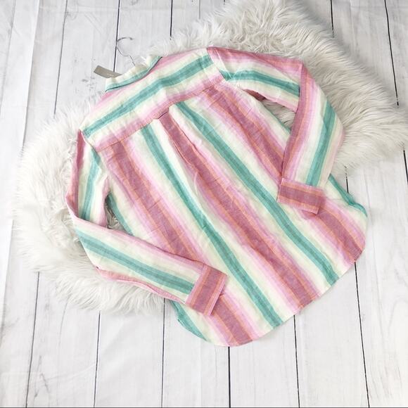 J. Crew Womens Classic-fit boy Shirt in Rainbow Stripe Roll up Sleeve Size 8 NEW - Picture 6 of 6